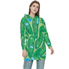 Golf Course Par Golf Course Green Women s Long Oversized Pullover Hoodie by Cowasu