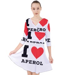 I Love Aperol Quarter Sleeve Front Wrap Dress by ilovewhateva