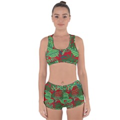 Leaves Leaf Nature Pattern Red Green Racerback Boyleg Bikini Set by Cowasu