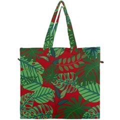 Leaves Leaf Nature Pattern Red Green Canvas Travel Bag