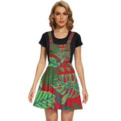 Leaves Leaf Nature Pattern Red Green Apron Dress by Cowasu