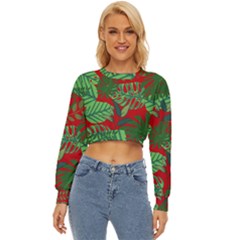 Leaves Leaf Nature Pattern Red Green Lightweight Long Sleeve Sweatshirt by Cowasu