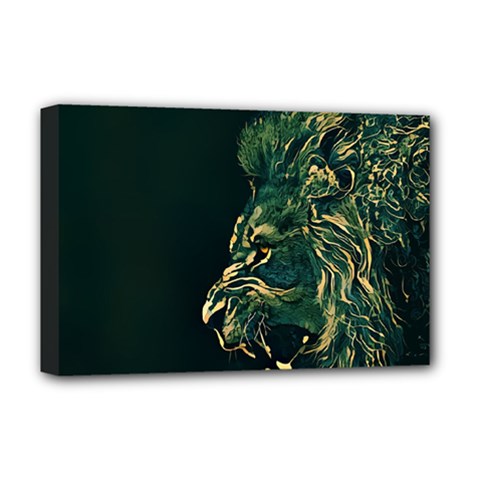 Angry Male Lion Deluxe Canvas 18  X 12  (stretched) by Cowasu