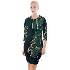 Angry Male Lion Quarter Sleeve Hood Bodycon Dress