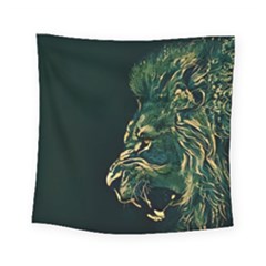 Angry Male Lion Square Tapestry (small) by Cowasu