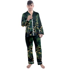 Angry Male Lion Men s Long Sleeve Satin Pajamas Set by Cowasu