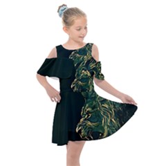 Angry Male Lion Kids  Shoulder Cutout Chiffon Dress by Cowasu