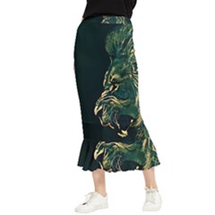 Angry Male Lion Maxi Fishtail Chiffon Skirt by Cowasu