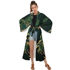 Angry Male Lion Maxi Kimono by Cowasu