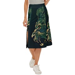 Angry Male Lion Midi Panel Skirt by Cowasu