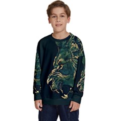 Angry Male Lion Kids  Long Sleeve Jersey