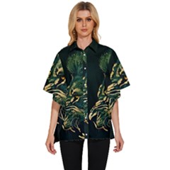 Angry Male Lion Women s Batwing Button Up Shirt