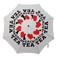 I Love Peach Tea Hook Handle Umbrellas (medium) by ilovewhateva