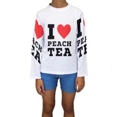 I Love Peach Tea Kids  Long Sleeve Swimwear by ilovewhateva