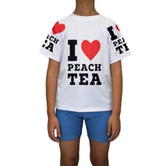 I Love Peach Tea Kids  Short Sleeve Swimwear by ilovewhateva