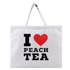 I Love Peach Tea Zipper Large Tote Bag