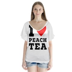 I Love Peach Tea V-neck Flutter Sleeve Top by ilovewhateva