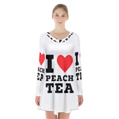 I Love Peach Tea Long Sleeve Velvet V-neck Dress by ilovewhateva