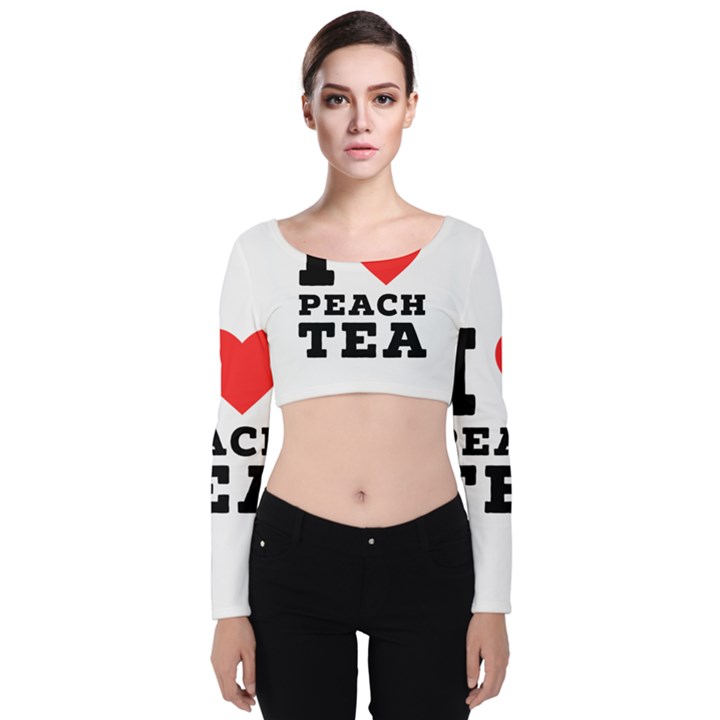 I love peach tea Velvet Long Sleeve Crop Top