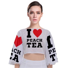 I Love Peach Tea Tie Back Butterfly Sleeve Chiffon Top by ilovewhateva