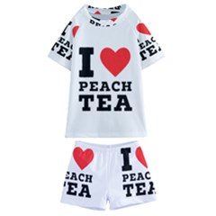 I Love Peach Tea Kids  Swim Tee And Shorts Set by ilovewhateva