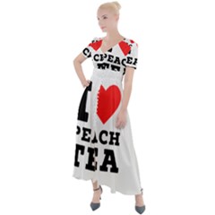 I Love Peach Tea Button Up Short Sleeve Maxi Dress by ilovewhateva