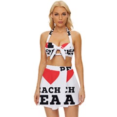 I Love Peach Tea Vintage Style Bikini Top And Skirt Set  by ilovewhateva