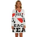 I love peach tea Long Sleeve Wide Neck Velvet Dress View1