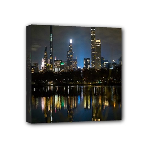 New York Night Central Park Skyscrapers Skyline Mini Canvas 4  X 4  (stretched) by Cowasu