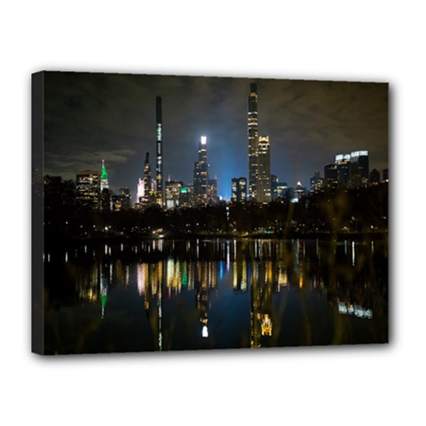 New York Night Central Park Skyscrapers Skyline Canvas 16  X 12  (stretched) by Cowasu