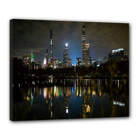 New York Night Central Park Skyscrapers Skyline Canvas 20  X 16  (stretched) by Cowasu