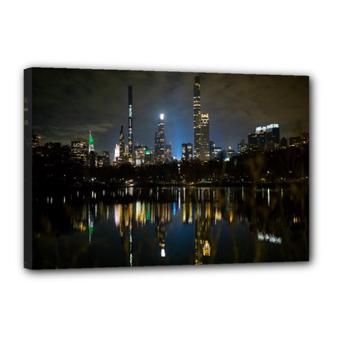 New York Night Central Park Skyscrapers Skyline Canvas 18  X 12  (stretched) by Cowasu