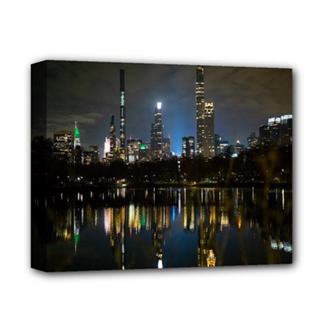 New York Night Central Park Skyscrapers Skyline Deluxe Canvas 14  X 11  (stretched) by Cowasu