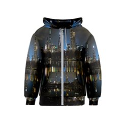 New York Night Central Park Skyscrapers Skyline Kids  Zipper Hoodie by Cowasu