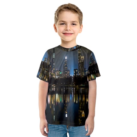 New York Night Central Park Skyscrapers Skyline Kids  Sport Mesh Tee by Cowasu