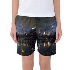 New York Night Central Park Skyscrapers Skyline Women s Basketball Shorts by Cowasu