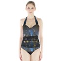 New York Night Central Park Skyscrapers Skyline Halter Swimsuit View1