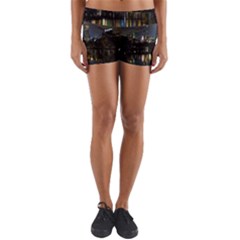 New York Night Central Park Skyscrapers Skyline Yoga Shorts by Cowasu