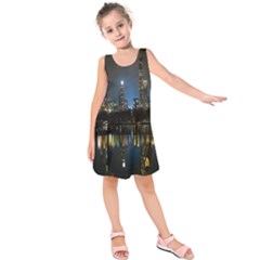 New York Night Central Park Skyscrapers Skyline Kids  Sleeveless Dress by Cowasu