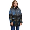 New York Night Central Park Skyscrapers Skyline Kids  Hooded Longline Puffer Jacket View1