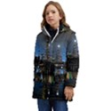 New York Night Central Park Skyscrapers Skyline Kids  Hooded Longline Puffer Jacket View3