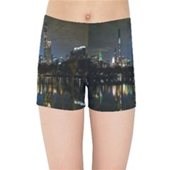 New York Night Central Park Skyscrapers Skyline Kids  Sports Shorts by Cowasu