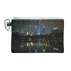 New York Night Central Park Skyscrapers Skyline Canvas Cosmetic Bag (large) by Cowasu