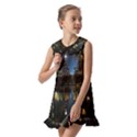 New York Night Central Park Skyscrapers Skyline Kids  Pilgrim Collar Ruffle Hem Dress View2