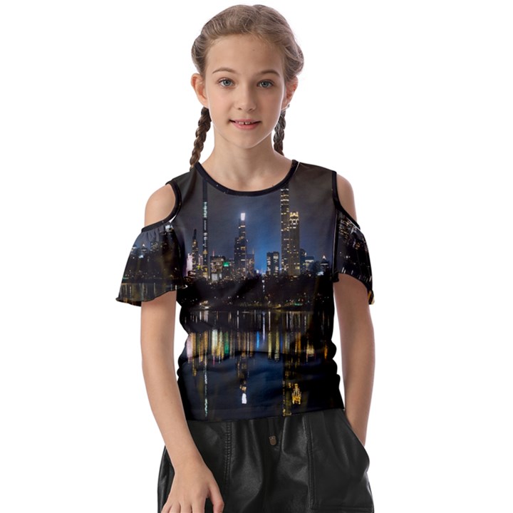 New York Night Central Park Skyscrapers Skyline Kids  Butterfly Cutout Tee