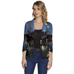 New York Night Central Park Skyscrapers Skyline Women s One-button 3/4 Sleeve Short Jacket by Cowasu