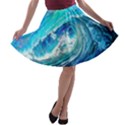 Tsunami Waves Ocean Sea Nautical Nature Water Painting A-line Skater Skirt View1