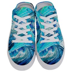 Tsunami Waves Ocean Sea Nautical Nature Water Painting Half Slippers by Cowasu