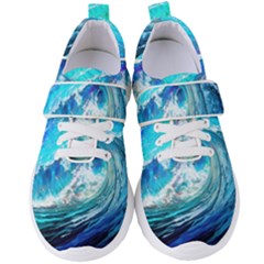 Tsunami Waves Ocean Sea Nautical Nature Water Painting Women s Velcro Strap Shoes by Cowasu