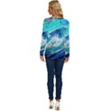 Tsunami Waves Ocean Sea Nautical Nature Water Painting Long Sleeve Crew Neck Pullover Top View4